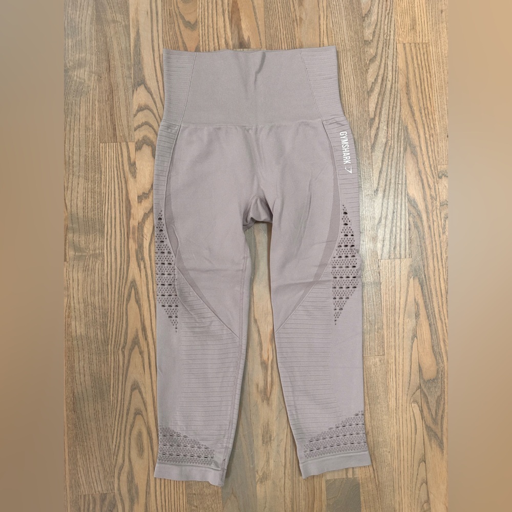 Gymshark Taupe Cropped Leggings with Mesh Detail